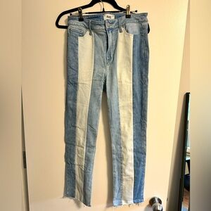 PAIGE CINDY COLORBLOCKED ULTRA HIGH-RISE SLIM ANKLE JEANS